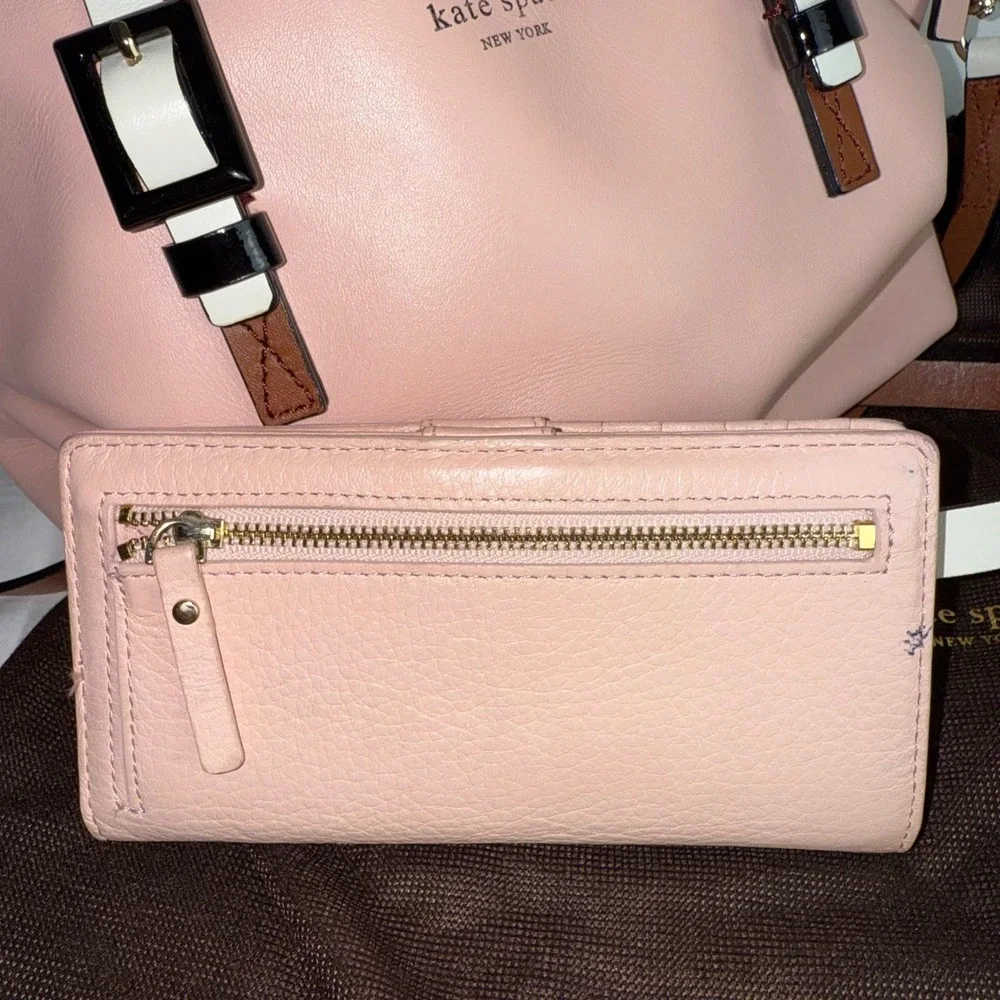 Kate Spade New York Pink Leather Dome Satchel Shoulder Bag & Wallet Set Dust Bag